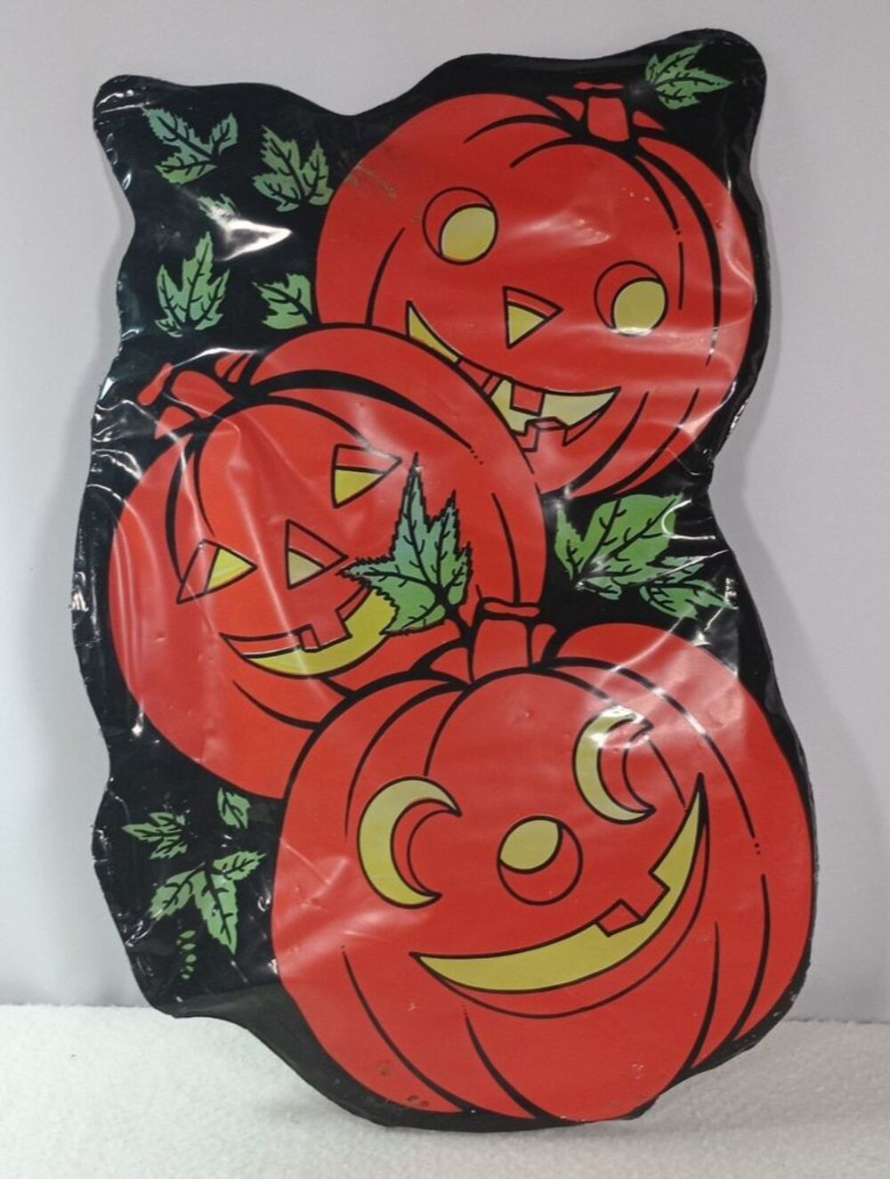 Three Smiling Pumpkins Pastic Yard or Wall Decoration Halloween Ornament